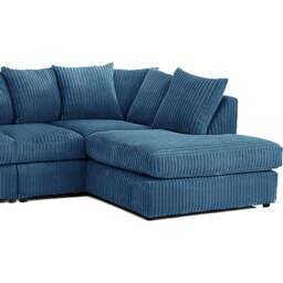 Luxor 4 Seater Marine Blue Jumbo Cord Right Hand Facing Scatter Back L Shaped Corner Sofa Set - Wilko - thumbnail 4
