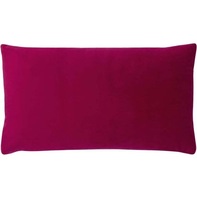 Paoletti Sunningdale Cerise Rectangular Velvet Cushion - Size: 50 x 30 cm - Pink - Wilko - image 1