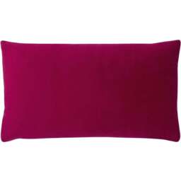 Paoletti Sunningdale Cerise Rectangular Velvet Cushion - Size: 50 x 30 cm - Pink - Wilko