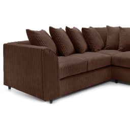Luxor 5 Seater Chocolate Jumbo Cord Scatter Back L Shaped Corner Sofa Set - Brown - Wilko - thumbnail 4