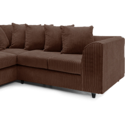 Luxor 5 Seater Chocolate Jumbo Cord Scatter Back L Shaped Corner Sofa Set - Brown - Wilko - thumbnail 5