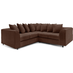 Luxor 5 Seater Chocolate Jumbo Cord Scatter Back L Shaped Corner Sofa Set - Brown - Wilko - thumbnail 3