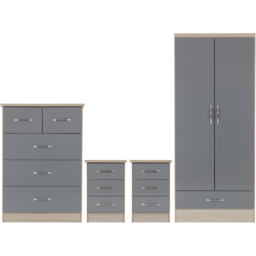 Seconique Nevada Grey and Light Oak Effect 4 Piece Bedroom Furniture Set - Wilko - thumbnail 3