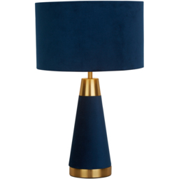 Lighting Collection Satin Brass Table Lamp with Blue Velvet Shade - Size: 48.5 x 30 x 30cm - Wilko - thumbnail 4