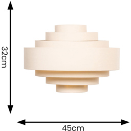 ValueLights Sette 7 Layer Mink with Gold Inner Pendant Shade 45cm - Size: 45 x 33 x 45cm - Cream - Wilko - thumbnail 5