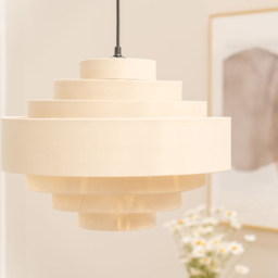 ValueLights Sette 7 Layer Mink with Gold Inner Pendant Shade 45cm - Size: 45 x 33 x 45cm - Cream - Wilko - thumbnail 4