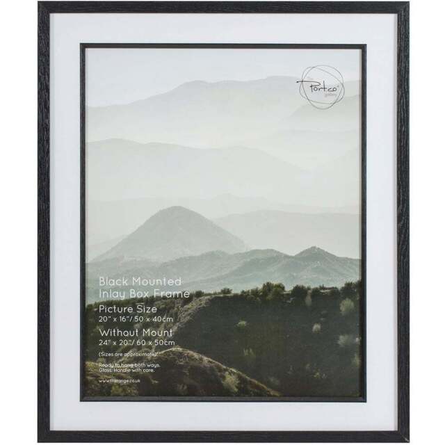 The Port Co Gallery Black Mounted Inlay Box Photo Frame 20 x 16 inch - Size: Multi - The Port. Co Gallery - Wilko - image 1