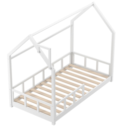 Living and Home Kids Pine Wood House Bed Frame - Size: Single - White - Wilko - thumbnail 4