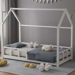 Living and Home Kids Pine Wood House Bed Frame - Size: Single - White - Wilko - thumbnail 1