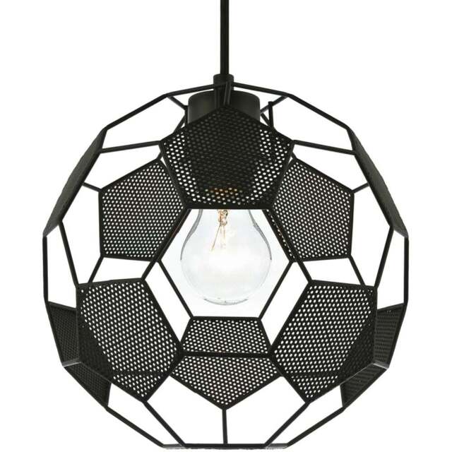 Happy Homewares Matte Black Football Soccer Pendant Lamp Shade - Size: 25 x 25 x 25cm - Wilko - image 1