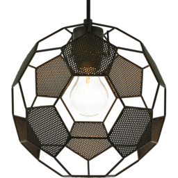 Happy Homewares Matte Black Football Soccer Pendant Lamp Shade - Size: 25 x 25 x 25cm - Wilko - thumbnail 4