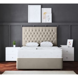 DS Living Seraphine Small Double Beige Upholstered Panel Divan Bed with 4 Drawer - Cream - Wilko - thumbnail 5