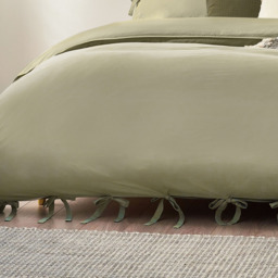 Yard Mallow Bow Tie King Size Soft Sage Duvet Set - Green - Yard Living - Wilko - thumbnail 5