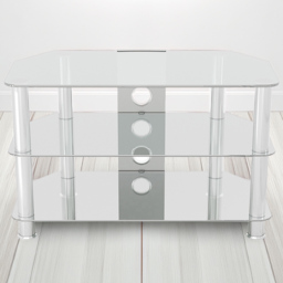 AVF Classic 2 Shelf Clear and Chrome Glass Corner TV Unit with Cable Management - AVF Group Ltd - Wilko - thumbnail 1
