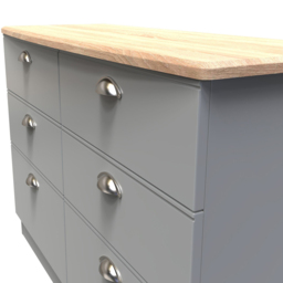 Crowndale Victoria 6 Drawer Dusk Grey and Oak Wide Midi Chest of Drawer - Wilko - thumbnail 7