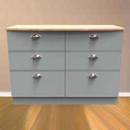 Crowndale Victoria 6 Drawer Dusk Grey and Oak Wide Midi Chest of Drawer - Wilko - thumbnail 1