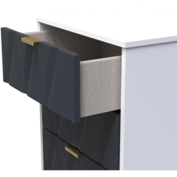 Crowndale Diamond 5 Drawer Indigo Matt and White Tall Bedside Cabinet Ready Assembled - Indigo Matt & White - Wilko - thumbnail 6