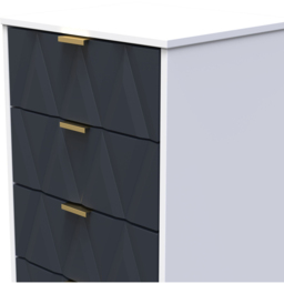 Crowndale Diamond 5 Drawer Indigo Matt and White Tall Bedside Cabinet Ready Assembled - Indigo Matt & White - Wilko - thumbnail 5