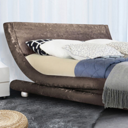 Brooklyn Modern Curved King Size Brown Crushed Velvet Bed Frame - Wilko - thumbnail 3