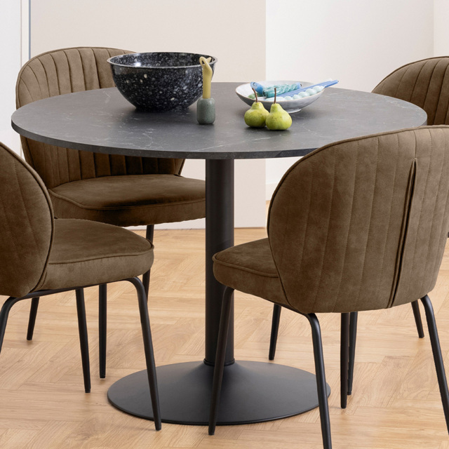 Florence Ibiza Round 4 Seater Dining Table Black and Matt Black - Furniture To Go - Wilko - image 1