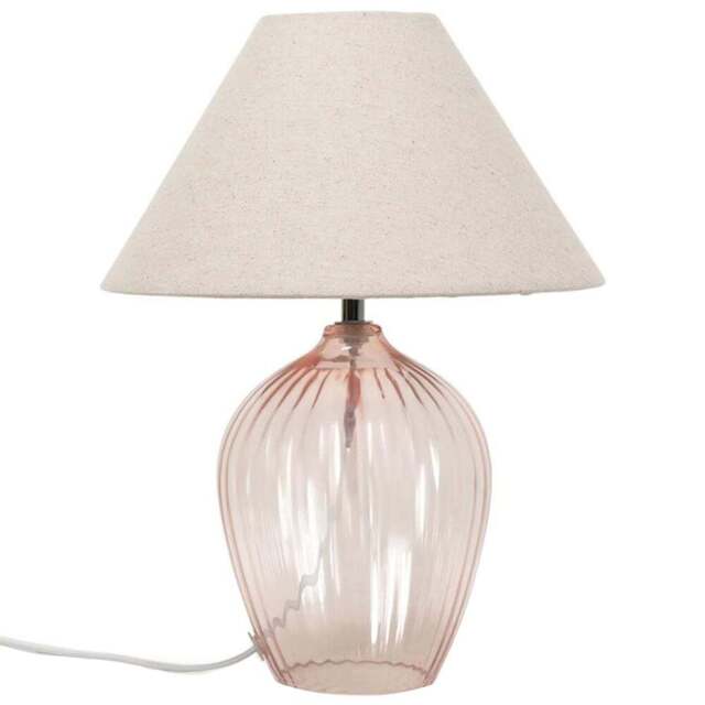 ValueLights Olivet Pink and Natural Taper Shade Glass LED Table Lamp - Size: 34 x 25 x 25cm - Wilko - image 1
