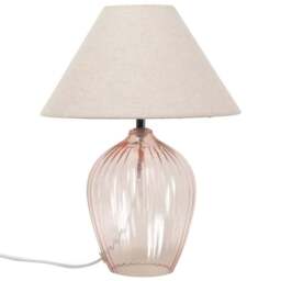 ValueLights Olivet Pink and Natural Taper Shade Glass LED Table Lamp - Size: 34 x 25 x 25cm - Wilko