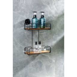 Oslo Bamboo 2 Tier Rack - Black - Wilko - thumbnail 3