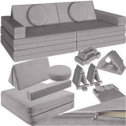 tectake Lilly Grey 8 Piece Thick Padding Kids Sofa with Removable Cover - Size: 56 x 160 x 80cm - Wilko - thumbnail 3