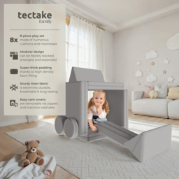 tectake Lilly Grey 8 Piece Thick Padding Kids Sofa with Removable Cover - Size: 56 x 160 x 80cm - Wilko - thumbnail 4