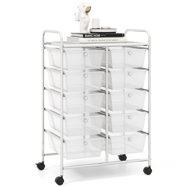 Costway 10 Drawer Clear Storage Rolling Cart - Size: 65.5 x 37 x 87cm - Wilko - image 1