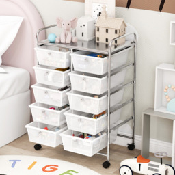 Costway 10 Drawer Clear Storage Rolling Cart - Size: 65.5 x 37 x 87cm - Wilko - thumbnail 5