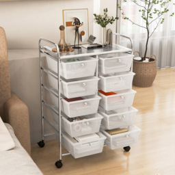 Costway 10 Drawer Clear Storage Rolling Cart - Size: 65.5 x 37 x 87cm - Wilko - thumbnail 4