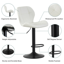 Stella Cream Height Adjustable Bar Stool with Footrest Set of 2 - MCC - Wilko - thumbnail 4