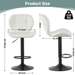Stella Cream Height Adjustable Bar Stool with Footrest Set of 2 - MCC - Wilko - thumbnail 6