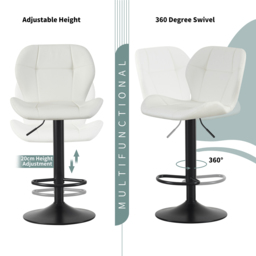 Stella Cream Height Adjustable Bar Stool with Footrest Set of 2 - MCC - Wilko - thumbnail 5