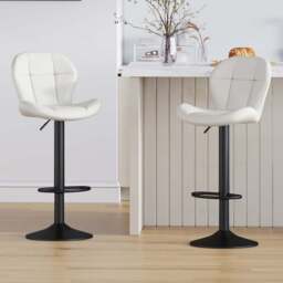 Stella Cream Height Adjustable Bar Stool with Footrest Set of 2 - MCC - Wilko - thumbnail 1