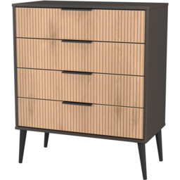 Crowndale Hong Kong 4 Drawer Slatt Effect and Graphite Chest of Drawers Ready Assembled - Slatt Effect & Graphite - Wilko - thumbnail 5