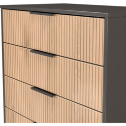 Crowndale Hong Kong 4 Drawer Slatt Effect and Graphite Chest of Drawers Ready Assembled - Slatt Effect & Graphite - Wilko - thumbnail 6