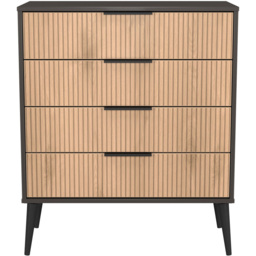 Crowndale Hong Kong 4 Drawer Slatt Effect and Graphite Chest of Drawers Ready Assembled - Slatt Effect & Graphite - Wilko - thumbnail 3