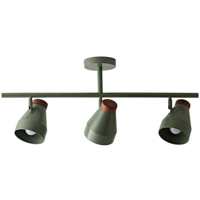 ValueLights Parker 3 Way Green and Walnut Ceiling Light and Bulbs - Size: 29 x 72.5 x 12cm - Wilko - image 1