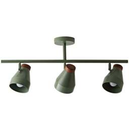 ValueLights Parker 3 Way Green and Walnut Ceiling Light and Bulbs - Size: 29 x 72.5 x 12cm - Wilko - thumbnail 1