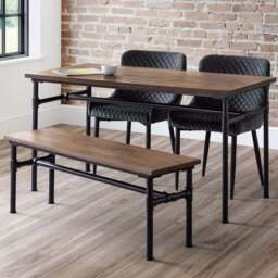 Julian Bowen Carnegie Elm Wood 4 Seater Dining Table Mocha and Black - Wilko