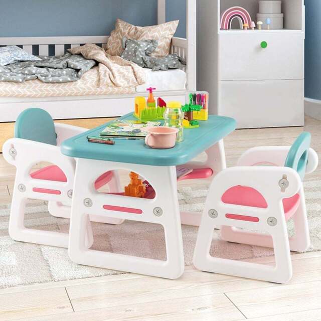 Costway 2 Seater Kids Dining Set Blue - Size: 87 x 56 x 29cm - Wilko - image 1