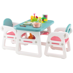 Costway 2 Seater Kids Dining Set Blue - Size: 87 x 56 x 29cm - Wilko - thumbnail 4