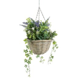 Lavender Hanging Basket - Purple and Green - Size: 31 x 57 x 31 cm - Wilko