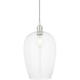 Merano Livorno Clear Glass Bright Nickel Plate Pendant Ceiling Lamp - Size: 25 x 25 x 167.5cm - Grey - Wilko - thumbnail 5