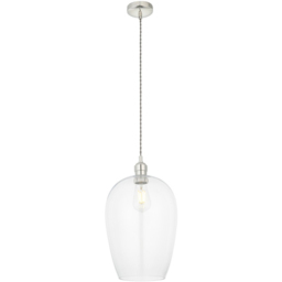 Merano Livorno Clear Glass Bright Nickel Plate Pendant Ceiling Lamp - Size: 25 x 25 x 167.5cm - Grey - Wilko - thumbnail 4