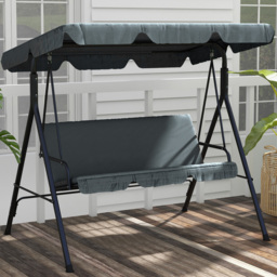 Outsunny 3 Seater Grey Swing Chair with Canopy - Size: 140 x 49 x 13cm - Wilko - thumbnail 1
