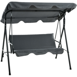 Outsunny 3 Seater Grey Swing Chair with Canopy - Size: 140 x 49 x 13cm - Wilko - thumbnail 3