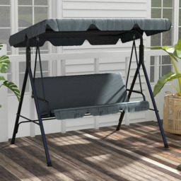 Outsunny 3 Seater Grey Swing Chair with Canopy - Size: 140 x 49 x 13cm - Wilko - thumbnail 5